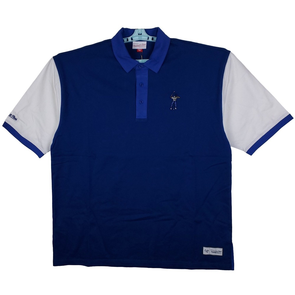 Eastside Golf Mitchell & Ness 2XL XXL Polo‎ Shirt Embroidery Logo Blue White NWT